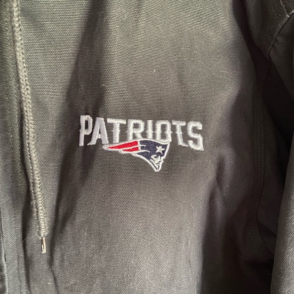 NFL Team Apparel Navy New England Patriots Heavy Cotton Canvas Hooded Jacket L - Picture 2 of 12